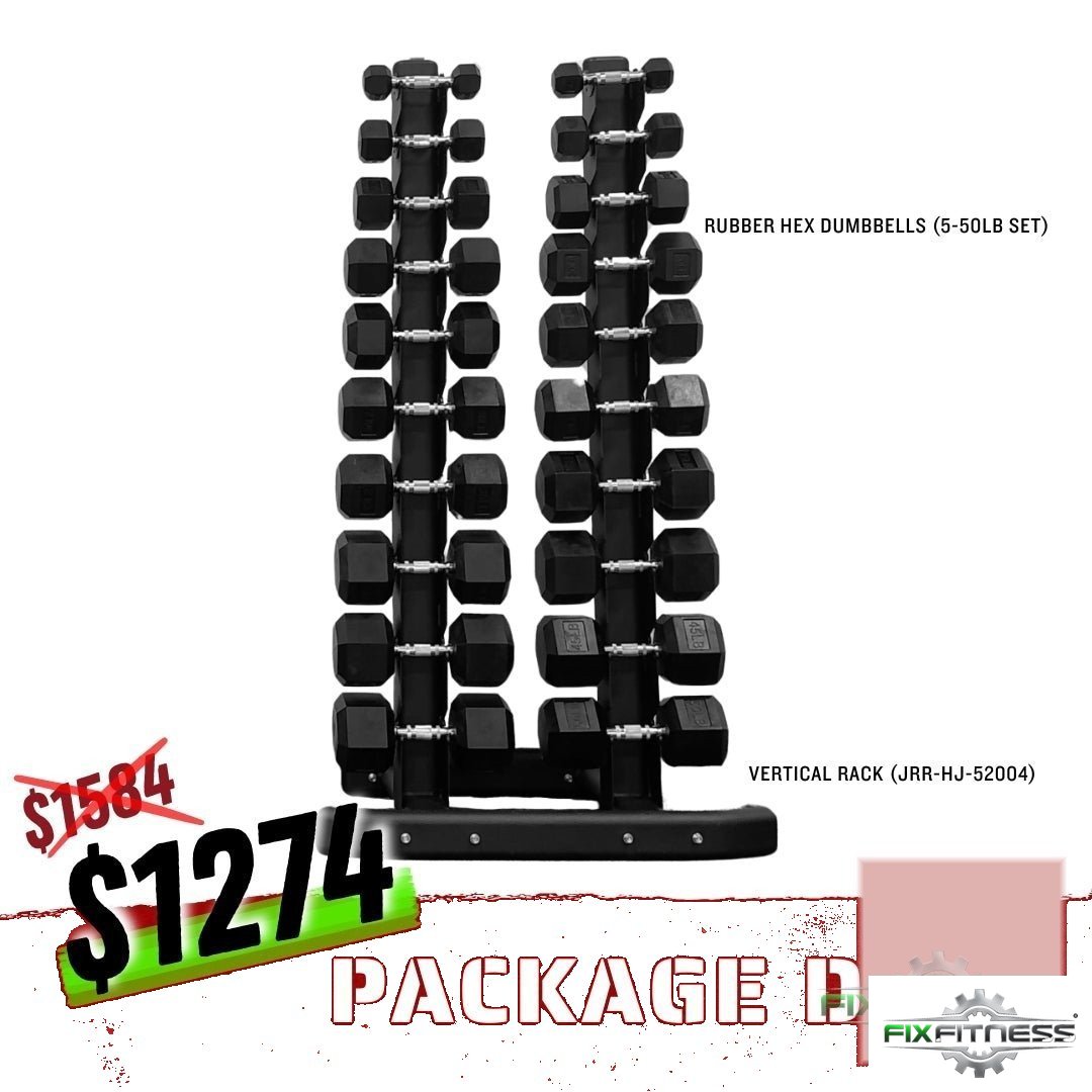 5-50lb Dumbbell Set + Vertical Rack Package Deal new commercial dumbbells for sale at Fix Fitness Bay Area