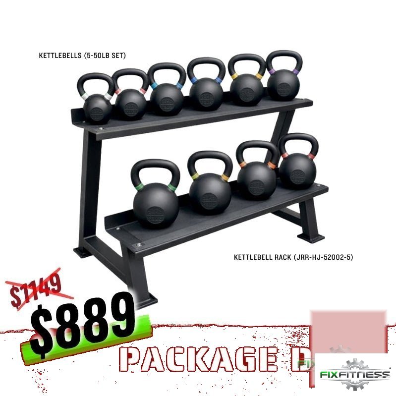 5-50LB Kettlebell Set with Optional Weight Storage new commercial kettlebells for sale at Fix Fitness Bay Area